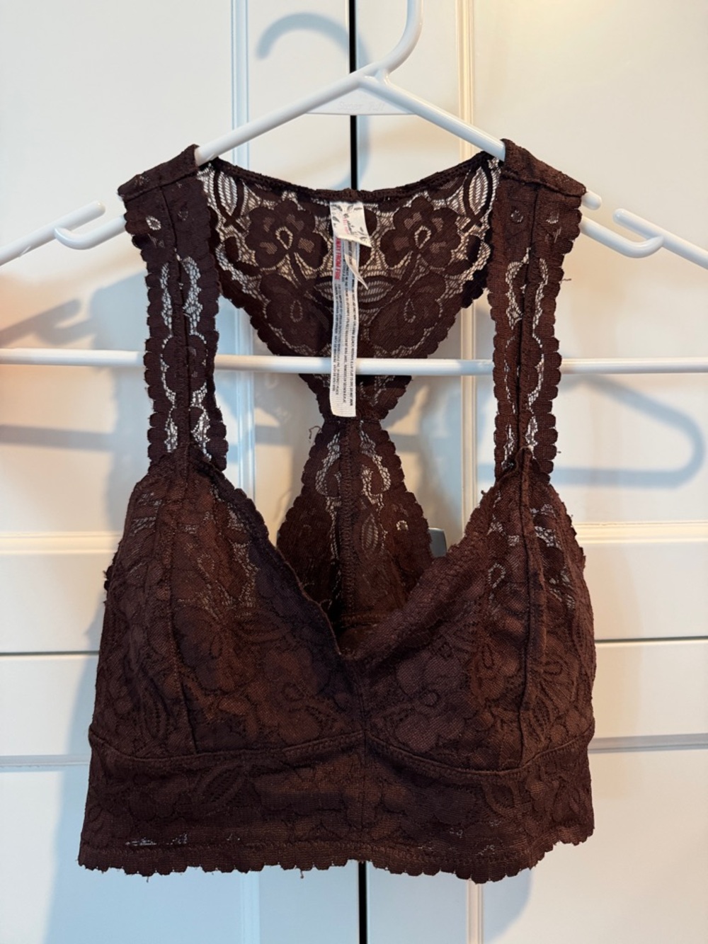 Free People Lace Racerback Bralette in Chocolate Brown